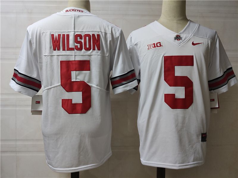 Men Ohio State Buckeyes 5 Wilson White Nike 2025 NCAA Jersey